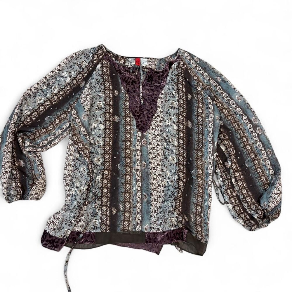 Unbranded Women's Grey and Blue Blouse